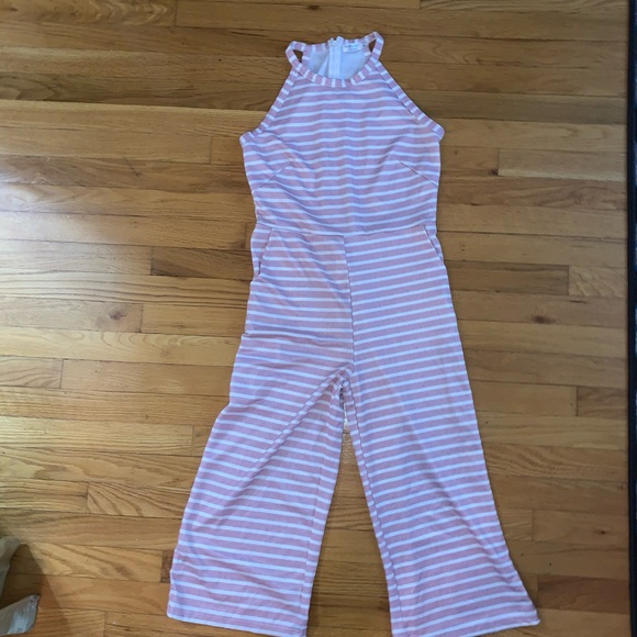 Pink and White Striped Jumpsuit - Picture 2 of 2